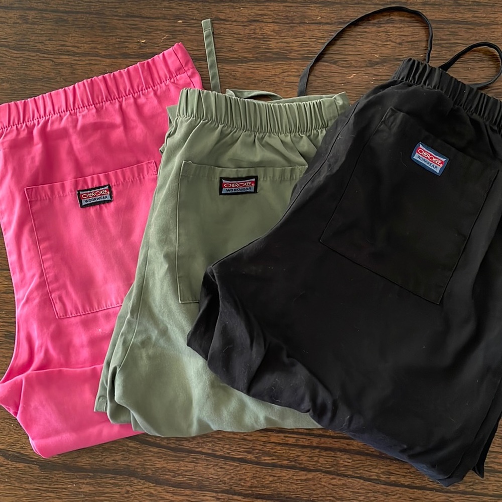 Cherokee Scrub pants x3. Pink, green, black!